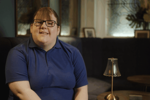 Leanne, DurhamEnable client, smiles to camera.